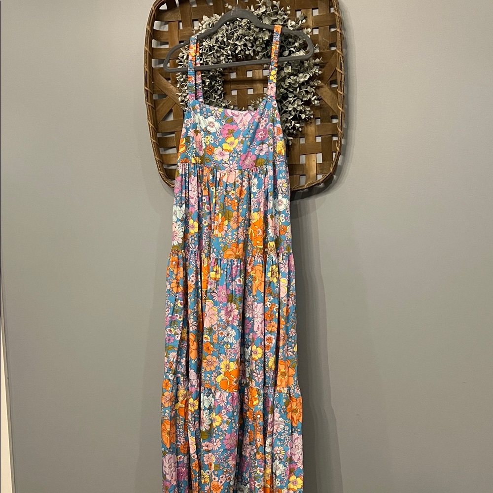 Free People Blue and Orange Floral Dress